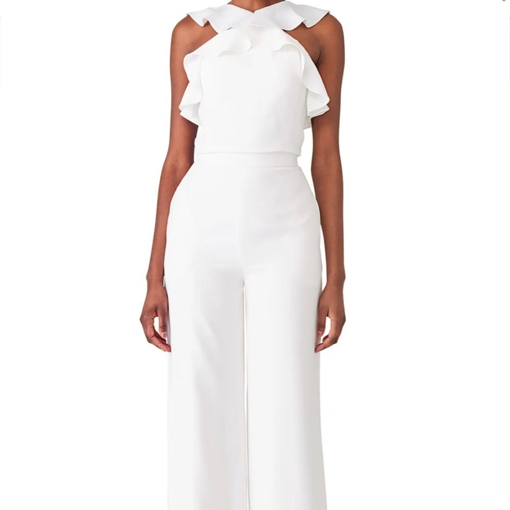 Monique lhuillier white bridal jumpsuit, size 16, NWT, Anthropologie beholden